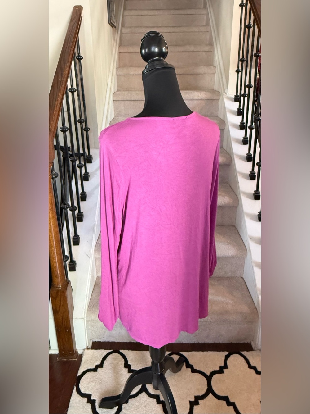 RXB Fuchsia Lace-Panel Split-Neck Tunic - Picture 3 of 4